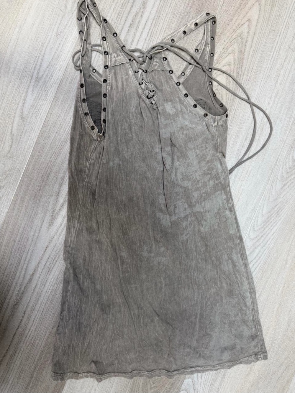 Salvage Gray Studded Tank with Sequin Face Graphic - Picture 4 of 4